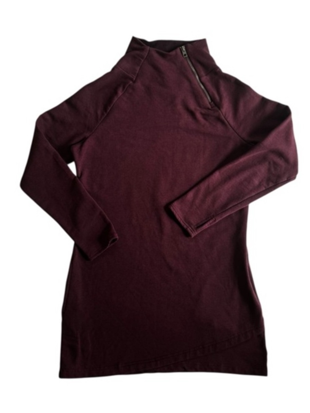 NWOT Organic Sustainable Half Zip Long Sleeved Tunic Dress Burgundy Earth Yoga